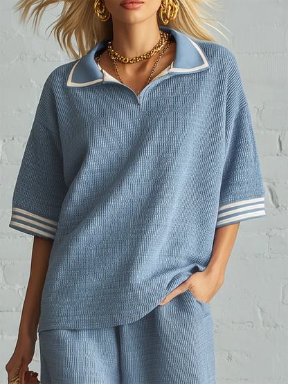 🎁New Arrivals🔥Casual Travel & Sport Polo Collar Knit Two-piece Set