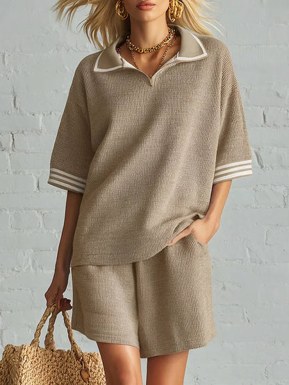 🎁New Arrivals🔥Casual Travel & Sport Polo Collar Knit Two-piece Set