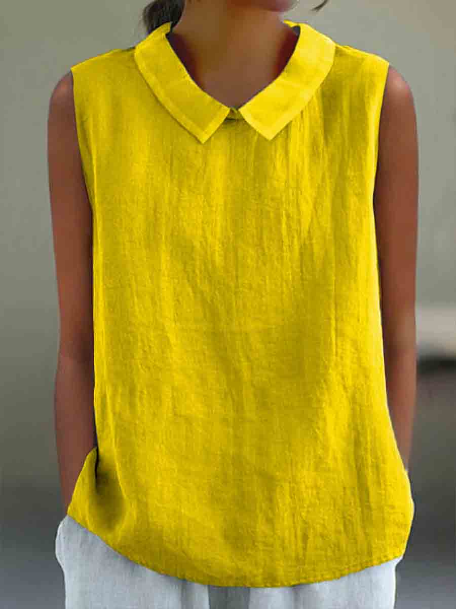 🎁CLEARANCE SALE🔥Women's Casual Cotton And Linen Peter Pan Tank Top