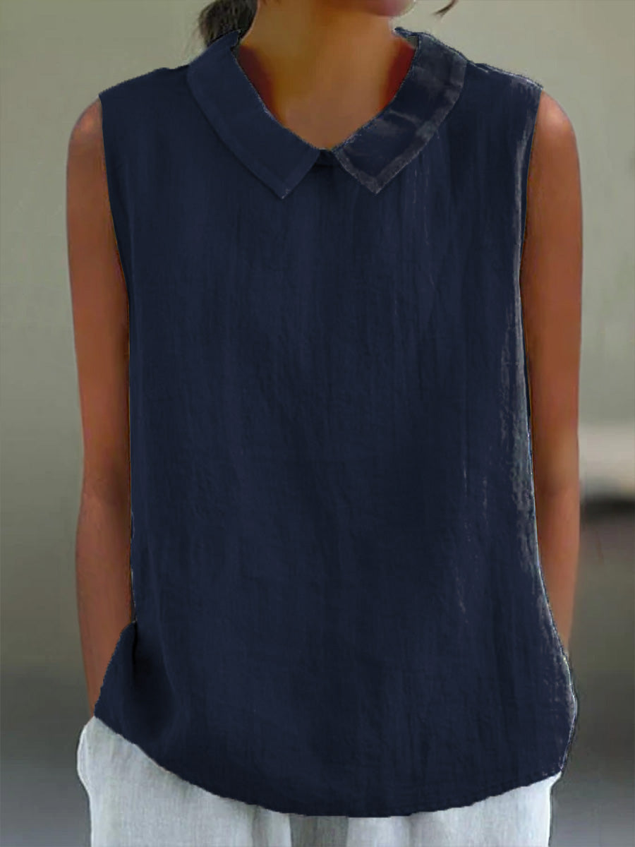 🎁CLEARANCE SALE🔥Women's Casual Cotton And Linen Peter Pan Tank Top