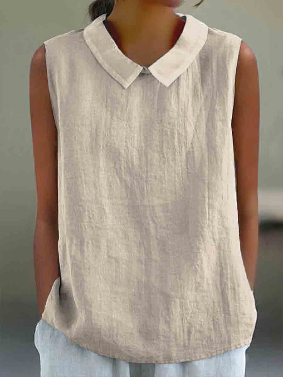 🎁CLEARANCE SALE🔥Women's Casual Cotton And Linen Peter Pan Tank Top